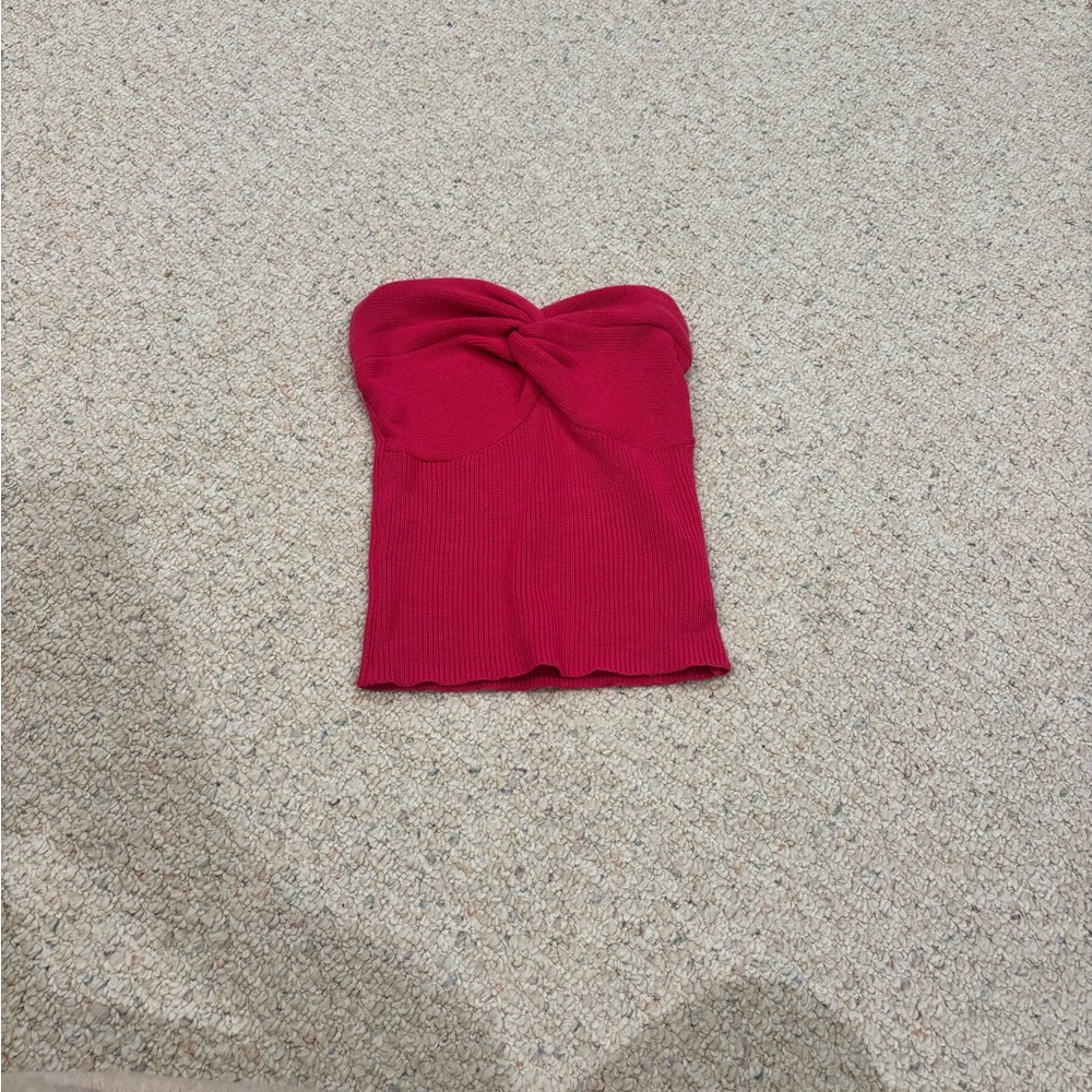 Pink Strapless Knit Top